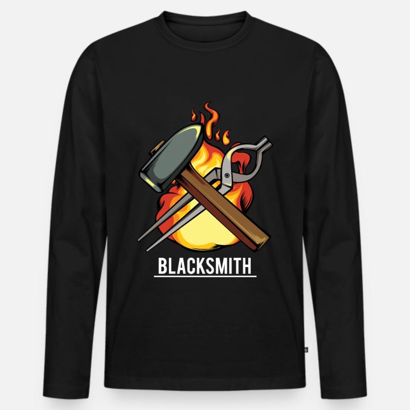 Schmied - Männer Premium Bio Langarmshirt - Schwarz