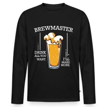 Brasser de la bière - T-shirt manches longues Premium bio Homme - noir - Devant - Nico (187cm)