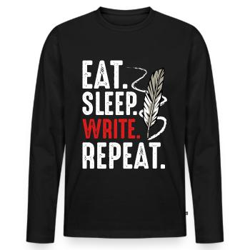 writer - Men's Premium Organic Long Sleeve Shirt - black - Front - Nico (187cm)
