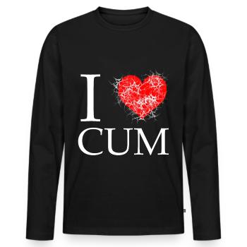 I love cum jizzle semen sex submissive - Men's Premium Organic Long Sleeve Shirt - black - Front - Nico (187cm)
