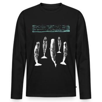 spermwhale plain white - Men's Premium Organic Long Sleeve Shirt - black - Front - Nico (187cm)