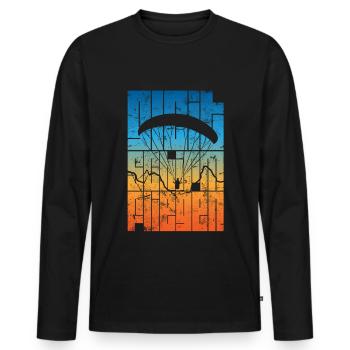 Cadeau sympa pour parapente parapentes - T-shirt manches longues Premium bio Homme - noir - Devant - Nico (187cm)