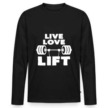 dumbbell - Men's Premium Organic Long Sleeve Shirt - black - Front - Nico (187cm)