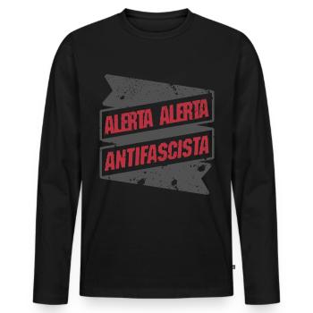 alerta alerta antifascista - Männer Premium Bio Langarmshirt - Schwarz - Vorne - Nico (187cm)