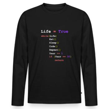 Eat Sleep Code Repeat - programmer - Men's Premium Organic Long Sleeve Shirt - black - Front - Nico (187cm)