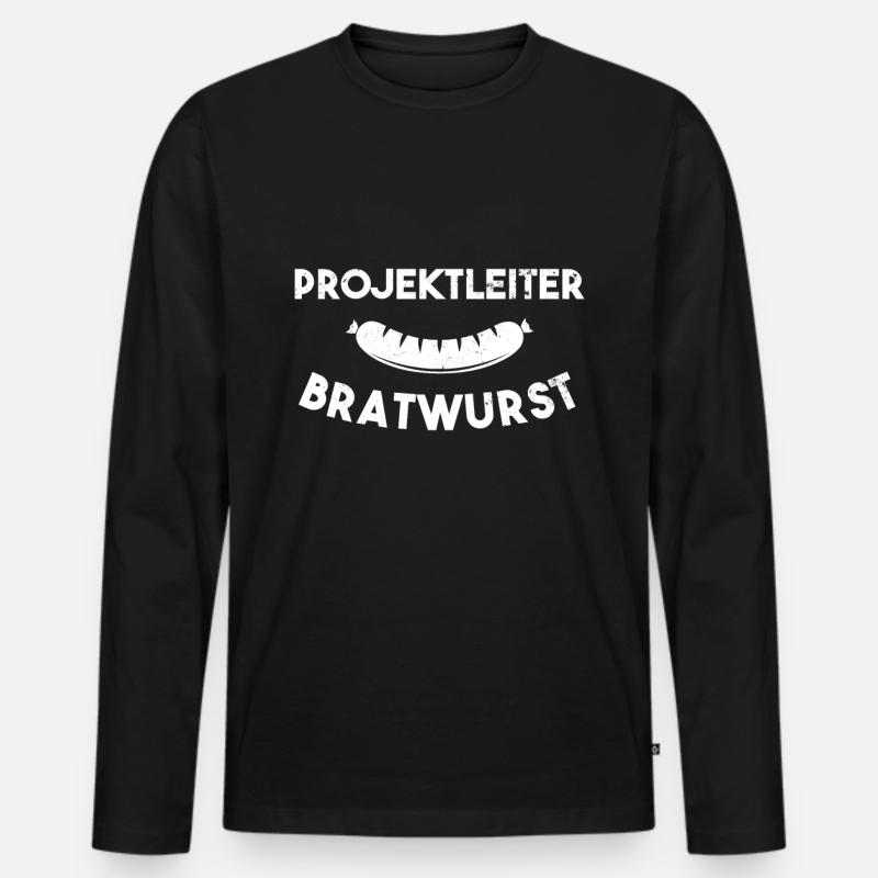 Projektleiter Bratwurst - BBQ Geschenk - Männer Premium Bio Langarmshirt - Schwarz