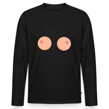 Seins Seins Seins - T-shirt manches longues Premium bio Homme - noir - Devant - Nico (187cm)