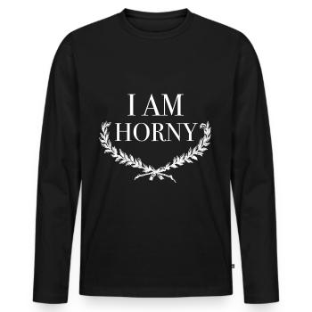 Horny - Men's Premium Organic Long Sleeve Shirt - black - Front - Nico (187cm)