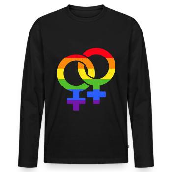 Symbol Lesbisch Pride Homosexuell LGBT Gleichheit - Männer Premium Bio Langarmshirt - Schwarz - Vorne - Nico (187cm)