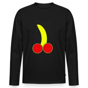 Banana Penis Thick - Men's Premium Organic Long Sleeve Shirt - black - Front - Nico (187cm)