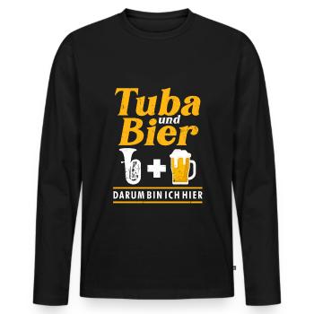 Tuba und Bier Blasmusik Alkohol Tubist Tuba - Männer Premium Bio Langarmshirt - Schwarz - Vorne - Nico (187cm)