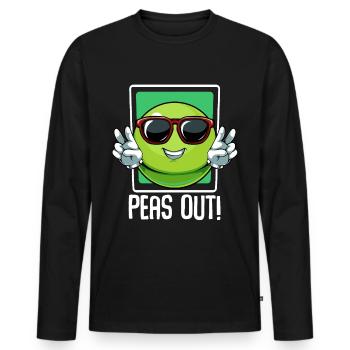 Peas - Peas Out! Cool vegetables pun saying - Men's Premium Organic Long Sleeve Shirt - black - Front - Nico (187cm)