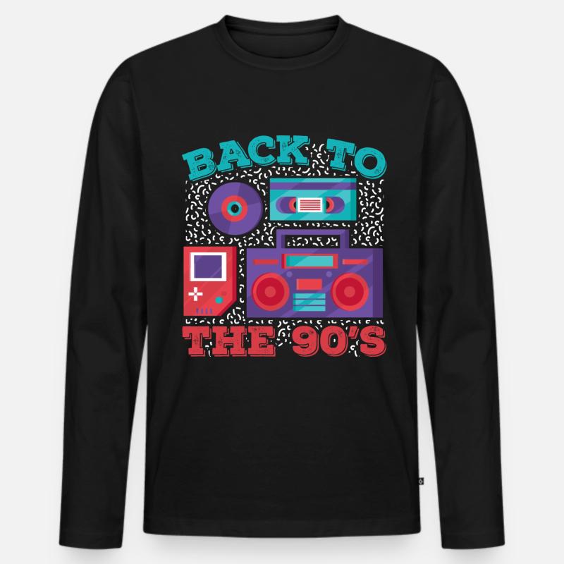 90s 90er - Männer Premium Bio Langarmshirt - Schwarz