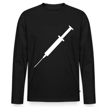 Medizinische Spritze Grafik weiß - Männer Premium Bio Langarmshirt - Schwarz - Vorne - Nico (187cm)