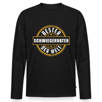 Schwiegervater Coole Bester Spruch Geschenkidee - Männer Premium Bio Langarmshirt - Schwarz - Vorne - Nico (187cm)