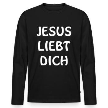 JESUS LIEBT DICH - Männer Premium Bio Langarmshirt - Schwarz - Vorne - Nico (187cm)