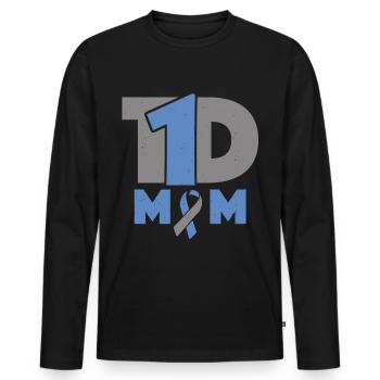 T-shirts de sensibilisation au diabète de type 1 - T-shirt manches longues Premium bio Homme - noir - Devant - Nico (187cm)