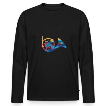 Horn French Horn Horn Orchestra Gift - Men's Premium Organic Long Sleeve Shirt - black - Front - Nico (187cm)