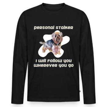Personal Stalker Yorkie - Men's Premium Organic Long Sleeve Shirt - black - Front - Nico (187cm)