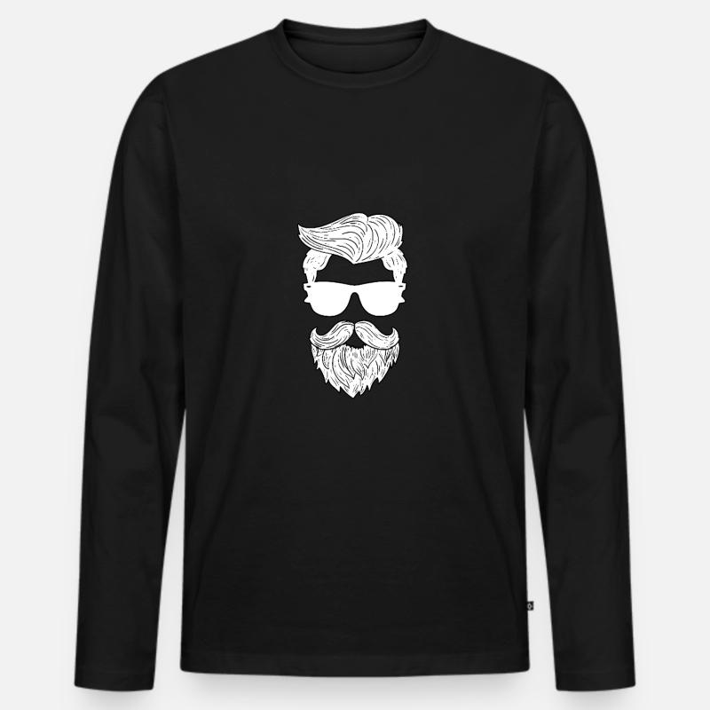 Vollbart - Männer Premium Bio Langarmshirt - Schwarz