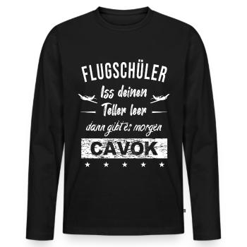 Flugschüler und Fluglehrer wollen CAVOK - Männer Premium Bio Langarmshirt - Schwarz - Vorne - Nico (187cm)