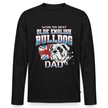 English Bulldog Papa Bulldog Daddy Gift - Men's Premium Organic Long Sleeve Shirt - black - Front - Nico (187cm)