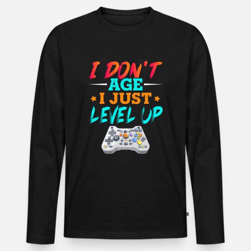 Alter Zocker Gamer - Männer Premium Bio Langarmshirt - Schwarz
