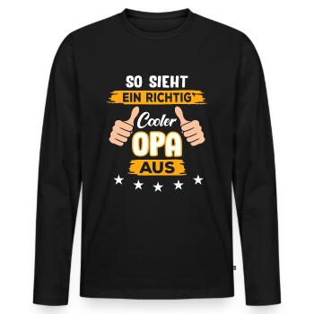 cooler Opa - Männer Premium Bio Langarmshirt - Schwarz - Vorne - Nico (187cm)