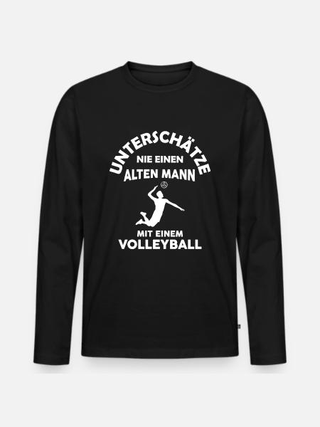Volleyball alter Mann - Männer Premium Bio Langarmshirt - Schwarz
