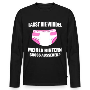 ABDL Mädchen Windel Diaper Geschenk - Männer Premium Bio Langarmshirt - Schwarz - Vorne - Nico (187cm)