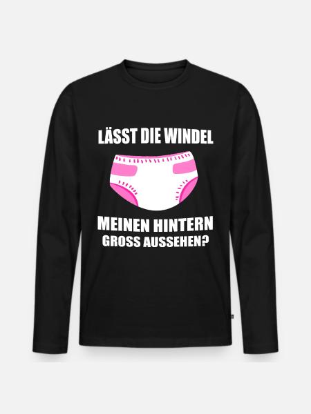 ABDL Mädchen Windel Diaper Geschenk - Männer Premium Bio Langarmshirt - Schwarz