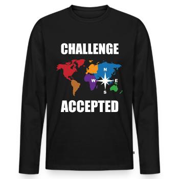 Carte du monde de voyage du monde - T-shirt manches longues Premium bio Homme - noir - Devant - Nico (187cm)