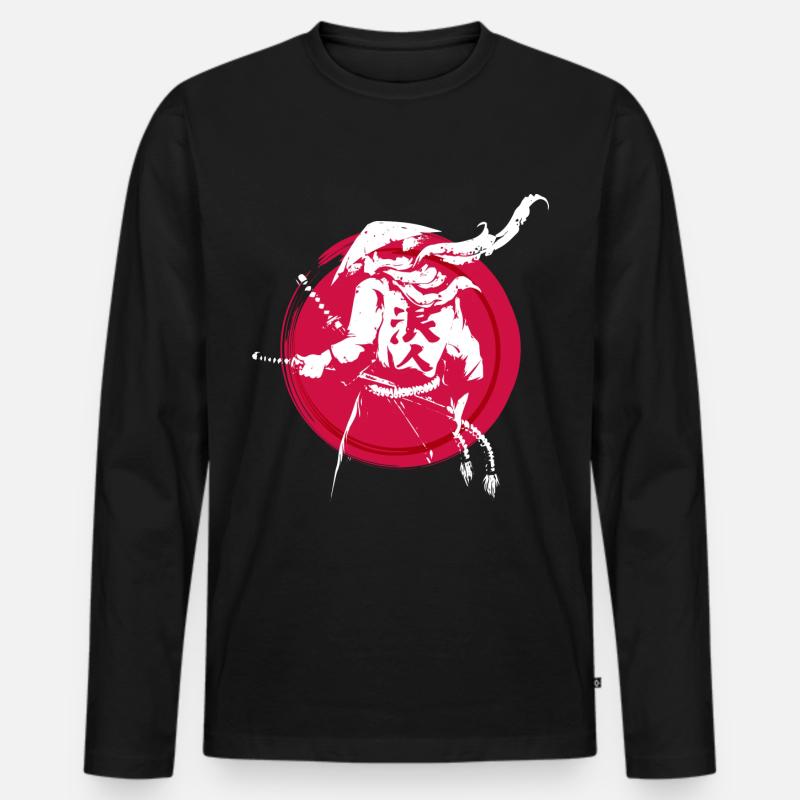 Samurai Kämpfer - Männer Premium Bio Langarmshirt - Schwarz