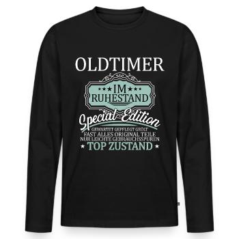 Oldtimer im Ruhestand - Männer Premium Bio Langarmshirt - Schwarz - Vorne - Nico (187cm)