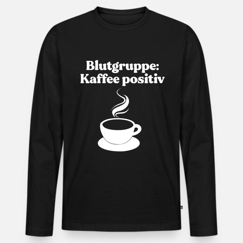 Kaffee - Männer Premium Bio Langarmshirt - Schwarz