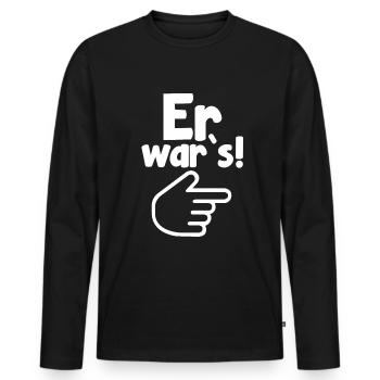 Er wars - Männer Premium Bio Langarmshirt - Schwarz - Vorne - Nico (187cm)