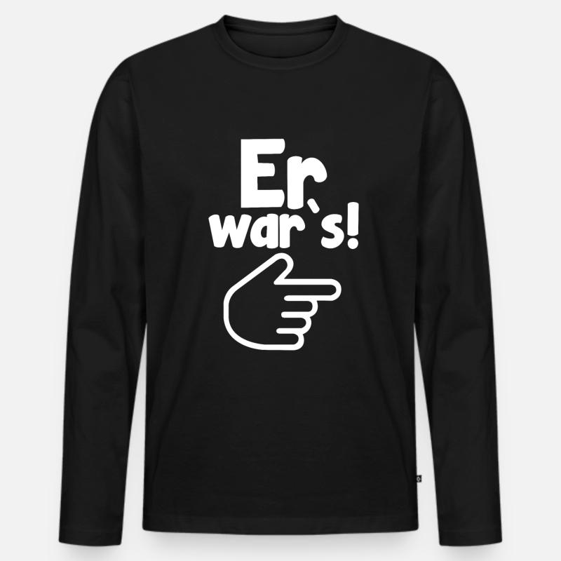 Er wars - Männer Premium Bio Langarmshirt - Schwarz