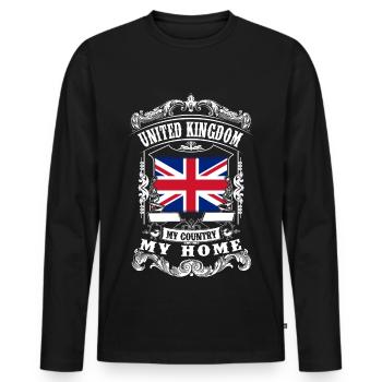 United Kingdom - My country - My home - T-shirt manches longues Premium bio Homme - noir - Devant - Nico (187cm)