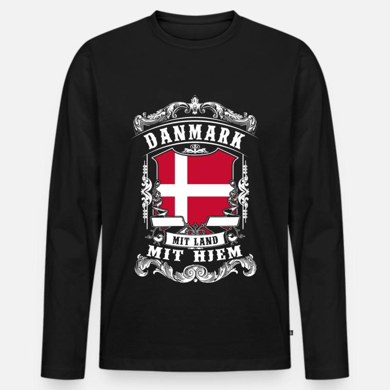 Danmark - Denmark - Dänemark - Männer Premium Bio Langarmshirt - Schwarz