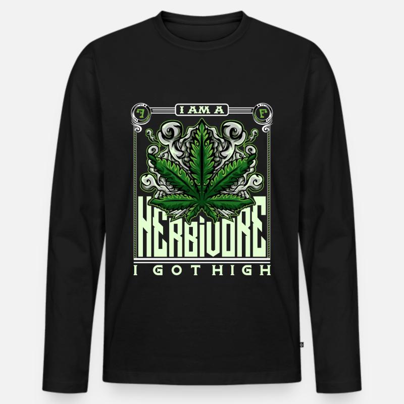 Cannabis Pflanzenfresser - Männer Premium Bio Langarmshirt - Schwarz