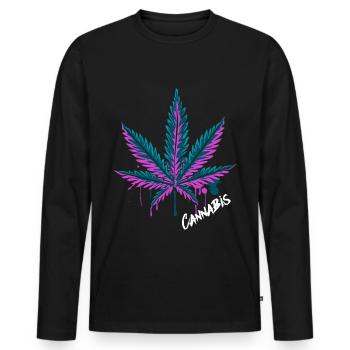 Feuille de chanvre feuille de chanvre - T-shirt manches longues Premium bio Homme - noir - Devant - Nico (187cm)
