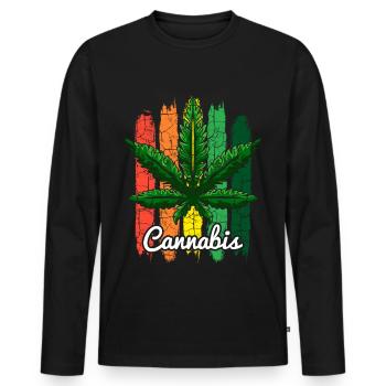 Cannabis Haschish Jamaika Hanfblatt Geschenk - Männer Premium Bio Langarmshirt - Schwarz - Vorne - Nico (187cm)