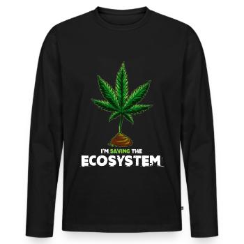 Cadeau d'herbe de cannabis Ganja Statement trendy - T-shirt manches longues Premium bio Homme - noir - Devant - Nico (187cm)