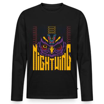 Nightwing Owl Trendy - Men's Premium Organic Long Sleeve Shirt - black - Front - Nico (187cm)