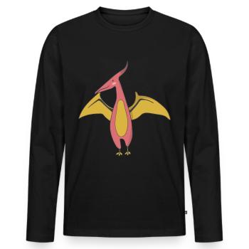 Dinosaur Flugdino - Men's Premium Organic Long Sleeve Shirt - black - Front - Nico (187cm)