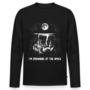 Space Astronaute Space Spaceman Cosmonaute - T-shirt manches longues Premium bio Homme - noir - Devant - Nico (187cm)