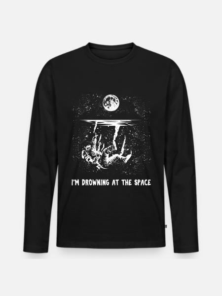 Space Astronaute Space Spaceman Cosmonaute - T-shirt manches longues Premium bio Homme - noir
