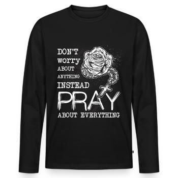 Rosary Christian Prayer Christianity - Men's Premium Organic Long Sleeve Shirt - black - Front - Nico (187cm)