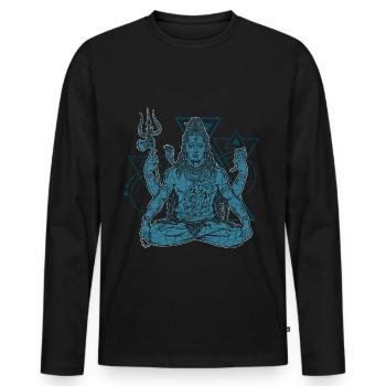 Shiva - Men's Premium Organic Long Sleeve Shirt - black - Front - Nico (187cm)