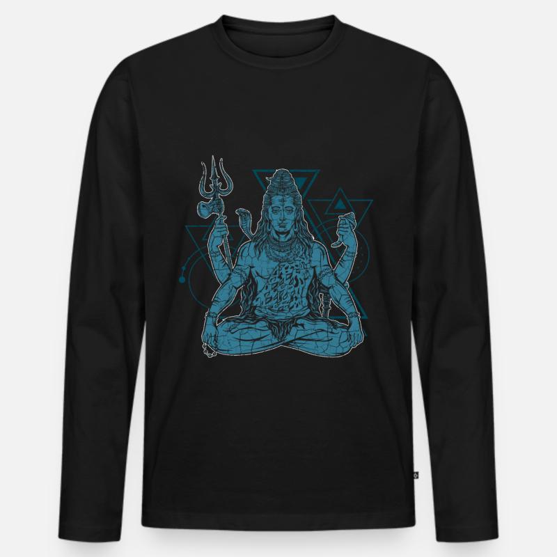 Shiva - Männer Premium Bio Langarmshirt - Schwarz